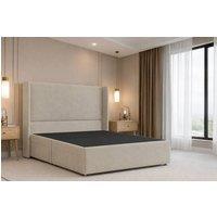 Nexus Mattresses Ltd Portofino Plush Divan Bed Base No Drawers - 54 Winged Headboard in Cream | Size: Super King