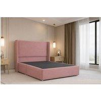 Nexus Mattresses Ltd Portofino Plush Divan Bed Base No Drawers - 54 Winged Headboard in Pink | Size: Small Double