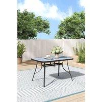 H&O Direct Rectangular Garden Tempered Glass Marble Coffee Table in Grey