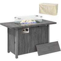 Rolipo 50, 000 BTU Gas Fire Pit Table with Cover Dark Grey