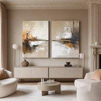 Mafett Soft Horizon Abstract Canvas Print Wall Art Set | Size: W24 x H32