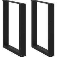 Berkfield Home Coffee Table Legs U-Shaped 2 pcs Black 60x(72-73) cm Steel