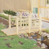 Berkfield Home Garden Bridge with Railings 150x67x56cm Solid Wood Spruce in Brown | Size: 150 x 67 x 56 cm