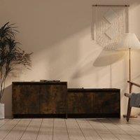 Berkfield Home TV Cabinet Smoked Oak 146.5x35x50 cm Engineered Wood in Brown