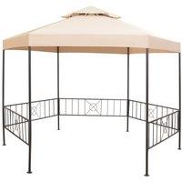 Berkfield Home Garden Marquee Gazebo Pavilion Tent Hexagonal Beige 323x265 cm