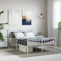 Berkfield Home Metal Bed Frame with Headboard & Footboard White 150x200 cm King Size