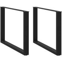 Berkfield Home Coffee Table Legs U-Shaped 2 pcs Black 100x(72-73) cm Steel