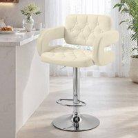 STILVORA Bar Stool Adjustable Height with Armrests Beige