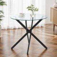 STILVORA Dining Table with tempered glass top black