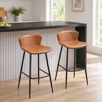 STILVORA Bar Stools Set of 2 with steel frame brown