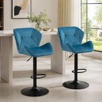 STILVORA Bar Stools Set of 2 with adjustable height blue