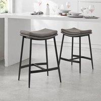 STILVORA Bar Stools Set of 2 with steel frame grey