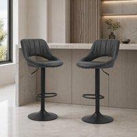 STILVORA Bar Stools Set of 2 with Adjustable Height Grey
