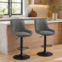 STILVORA Bar Stools Set of 2 with swivel seat dark grey