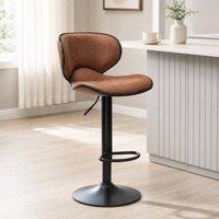 STILVORA Bar Stools Set of 2 Adjustable Height with Metal Frame in Brown