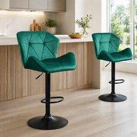 STILVORA Bar Stools Set of 2 with Adjustable Height Green
