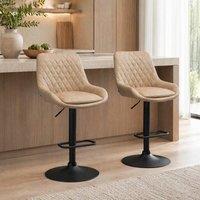 STILVORA Bar Stools Set of 2 with Swivel Seat Khaki