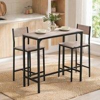 STILVORA Bar Table Set with metal frame in oak effect in Light Oak