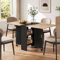 STILVORA Dining Table with Storage & Castor Wheels in Black