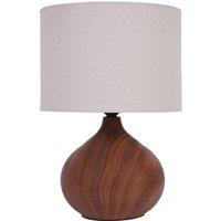 Libra Interiors Ashford Wood Effect Ceramic Table Lamp with Shade E27 60W in Brown