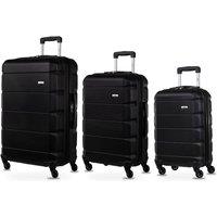 A2B Exodus Hard Sided 3pc Suitcase Set, 4 Wheel Cabin & Hold Luggage in Black | Size: 3 Pack