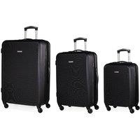 Pierre Cardin Harley Black Hard Shell 3pc Suitcase Set, 4 Wheel Travel Luggage | Size: 3 Pack