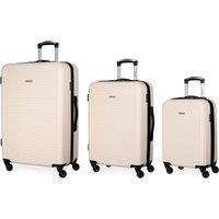 Pierre Cardin Harley Cream Hard Shell 3pc Suitcase Set, 4 Wheel Travel Luggage | Size: 3 Pack