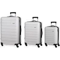 Pierre Cardin Voyager Hard Shell Lightweight Luggage 4 Wheel Durable Travel Suitcase in Light Grey | Size: 3 Pack