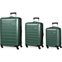 Pierre Cardin Voyager Hard Shell Lightweight Luggage 4 Wheel Durable Travel Suitcase in Green | Size: 3 Pack