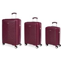 London Fog Cavendish Tuscan Red Hard Shell 3pc Suitcase Set, 4 Dual Wheel Luggage in Burgundy | Size: 3 Pack