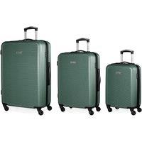 Pierre Cardin Harley Khaki Hard Shell 3pc Suitcase Set, 4 Wheel Travel Luggage | Size: 3 Pack