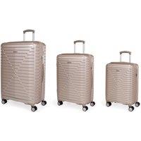 London Fog Cavendish Champagne Hard Shell 3pc Suitcase Set, 4 Dual Wheel Luggage in Metallic Gold | Size: 3 Pack