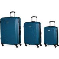 Pierre Cardin Harley Teal Hard Shell 3pc Suitcase Set, 4 Wheel Travel Luggage | Size: 3 Pack