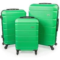 A2B Exodus Green Hard Sided 3pc Suitcase Set, 4 Wheel Travel Luggage in Bright Green | Size: 3 Pack