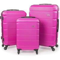 A2B Exodus Pink Hard Sided 3pc Suitcase Set, 4 Wheel Travel Luggage in Bright Pink | Size: 3 Pack