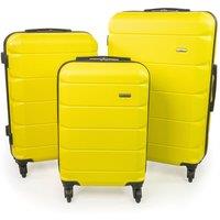 A2B Exodus Yellow Hard Sided 3pc Suitcase Set, 4 Wheel Travel Luggage in Bright Yellow | Size: 3 Pack