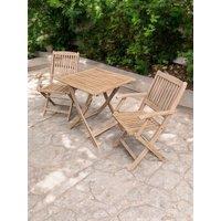 Royalcraft LONDON 70cm Square Folding Bistro Set with 2 London Folding Armchairs in Natural