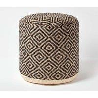 Homescapes Aztec Style Jute Footstool Beanbag Round in Black