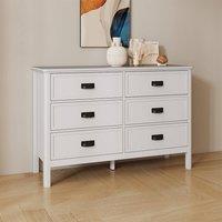 Melody Maison Large 6 Drawer Chest Of Drawers With Black Handles - Lawrence White Ivory Range