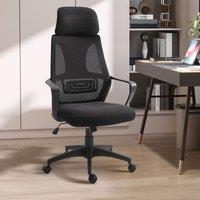 VINSETTO Mesh Back Office Chair w/ Adjustable Height Padded Headrest in Black