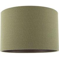Happy Homewares Textured Linen Fabric Lamp Shade with Quality Brushed Resin Inner in Olive | Size: 12 inches