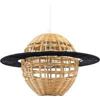 Happy Homewares Saturn Planet Childrens Pendant Light Shade in Brown & Black Rattan
