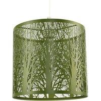 Happy Homewares Unique & Beautiful Metal Forest Design Ceiling Pendant Shade in Olive