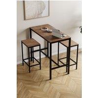 Home Discount Vida Designs Roslyn 2 Seater Bar Table Stools Kitchen Dining Furniture in Dark Brown