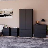 Home Discount Vida Designs Denver 4Pc Bedroom Set(2 Bedside, 3 Drawer Chest, Wardrobe) in Black