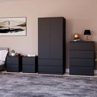 Home Discount Vida Designs Denver 4Pc Bedroom Set(2 Bedside, 4 Drawer Chest, Wardrobe) in Black