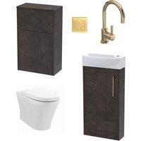 Balterley Cloakroom Suite Left Hand Vanity WC Toilet Tap Set 440mm - Slate Brass in Grey