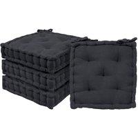 Harbour Housewares Deluxe Square Seat Pads - 40 x 40cm - Pack of 4 in Black | Size: 40 x 40 cm