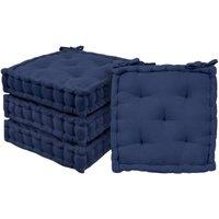 Harbour Housewares Deluxe Square Seat Pads - 40 x 40cm - Pack of 4 in Navy | Size: 40 x 40 cm