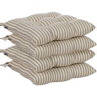 Dibor Set of 4 Grey Striped Indoor Dining Chair Seat Pad Cushions L40cm x W40cm | Size: 40 cm x 40 cm
